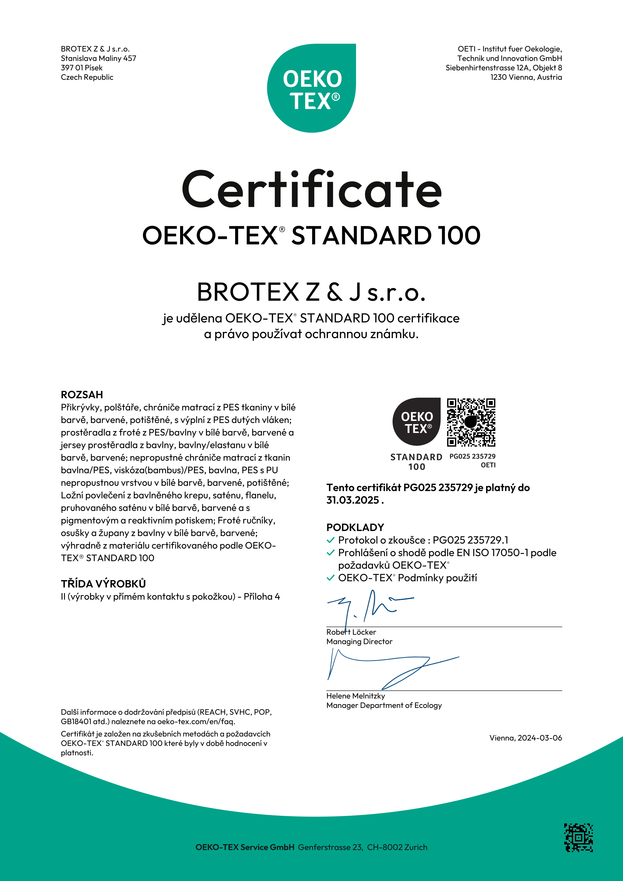 Certifikát oekotex